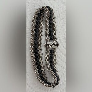 925 italy Silver and Black Chain Bracelet
